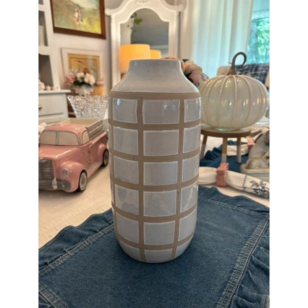 Large Heavy Modern Boho Vase